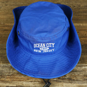 The Ocean City New Jersey Wordmark Since 1897 Bucket Hat | Royal Blue Bucket Hat with the side pinned up