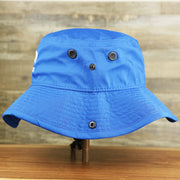 The wearer's left on the Ocean City New Jersey Wordmark Since 1897 Bucket Hat | Royal Blue Bucket Hat