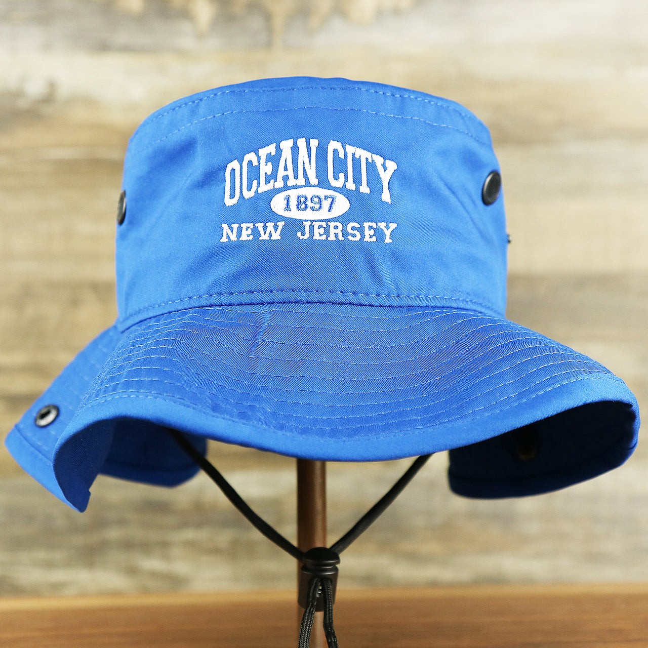 The Ocean City New Jersey Wordmark Since 1897 Bucket Hat | Royal Blue Bucket Hat