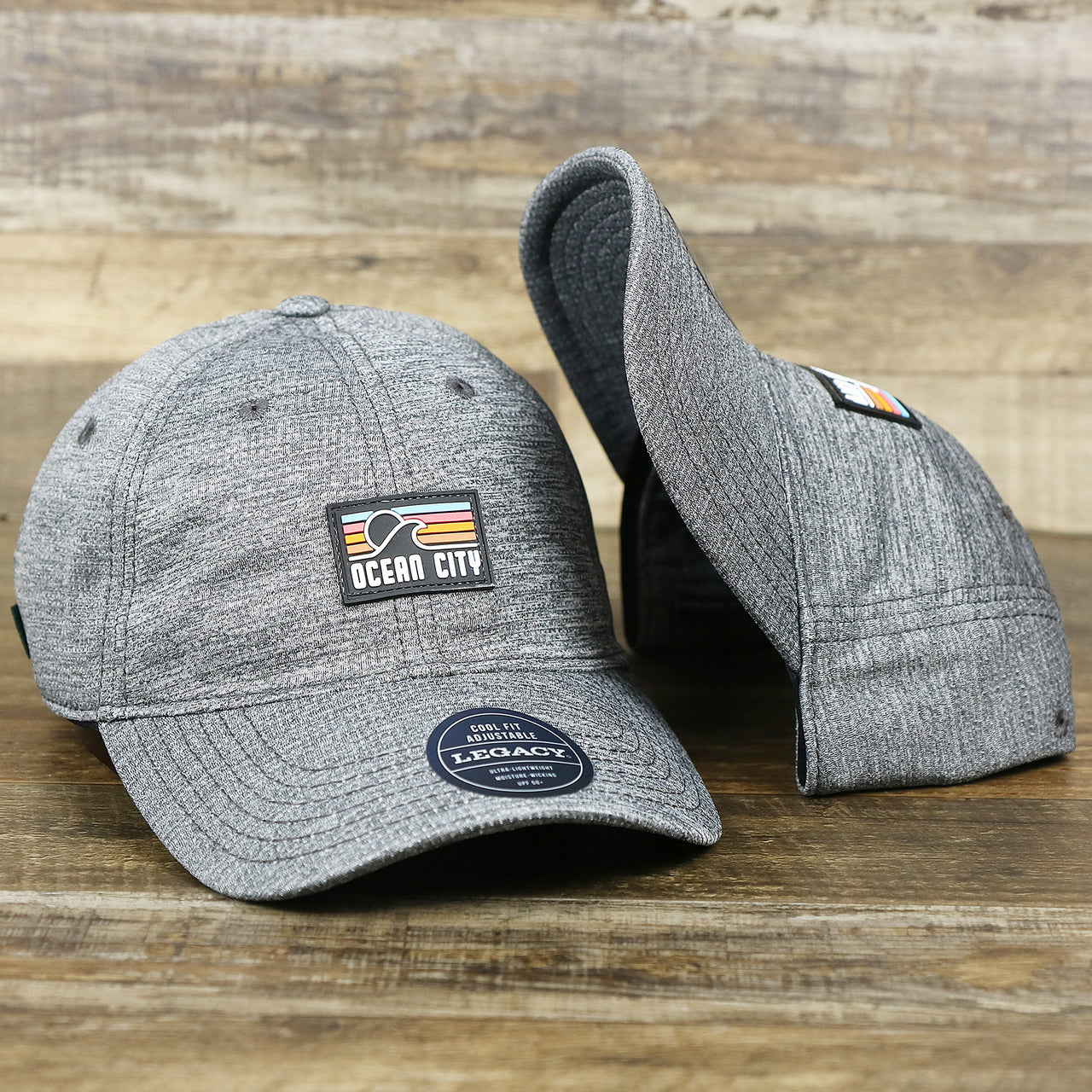 The New Jersey High Point PVC Ocean City Rubber Patch Cool Fit Adjustable Dad Hat | Performance Gray Dad Hat