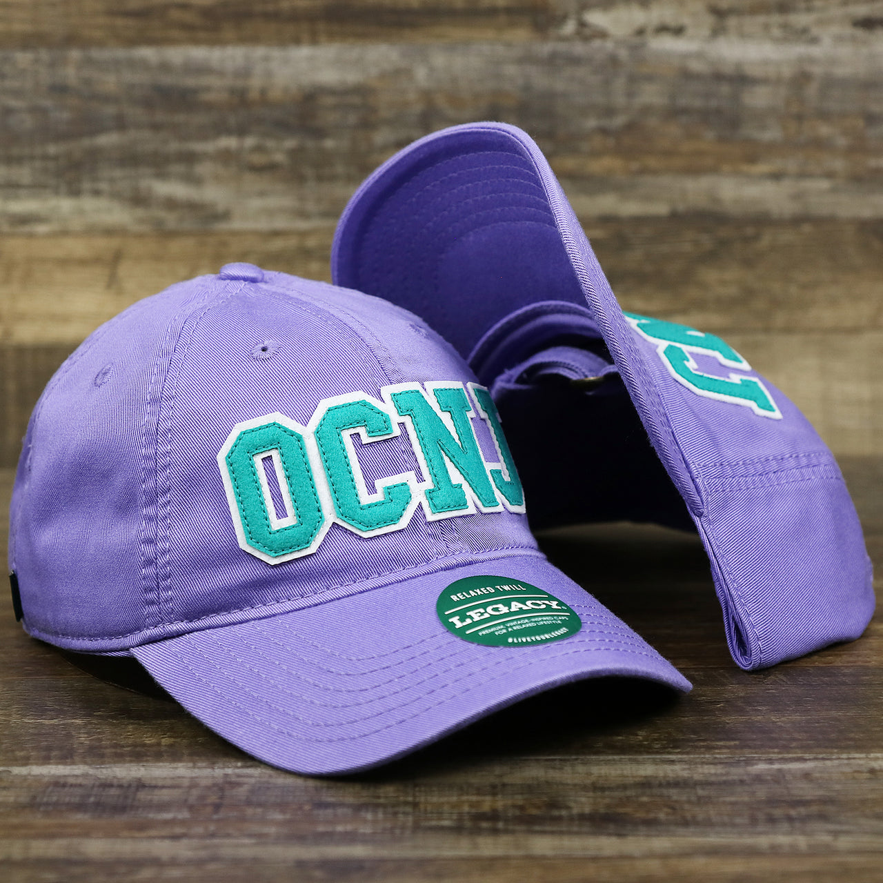 The Teal OCNJ Double Wordmark White Outline Bucket Hat | Lavender Bucket Hat