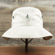 The backside of the Ocean City Wordmark Parallel Oars New Jersey Bucket Hat | Stone Bucket Hat