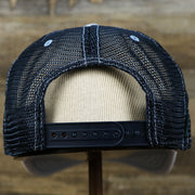 The backside of the OCNJ Block Ocean City Wordmark Mesh Trucker Hat | Light Blue Trucker Hat