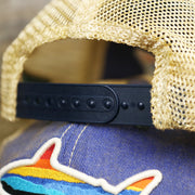 The Navy Adjustable Strap on the Ocean City Horizon Shark Vintage Mesh Back Worn Colorway Trucker Hat | Blue Trucker Hat