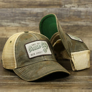 The Ocean City New Jersey Since 1897 Helm Patch Camo Print Mesh Back Trucker Hat | Camo Green Trucker Hat