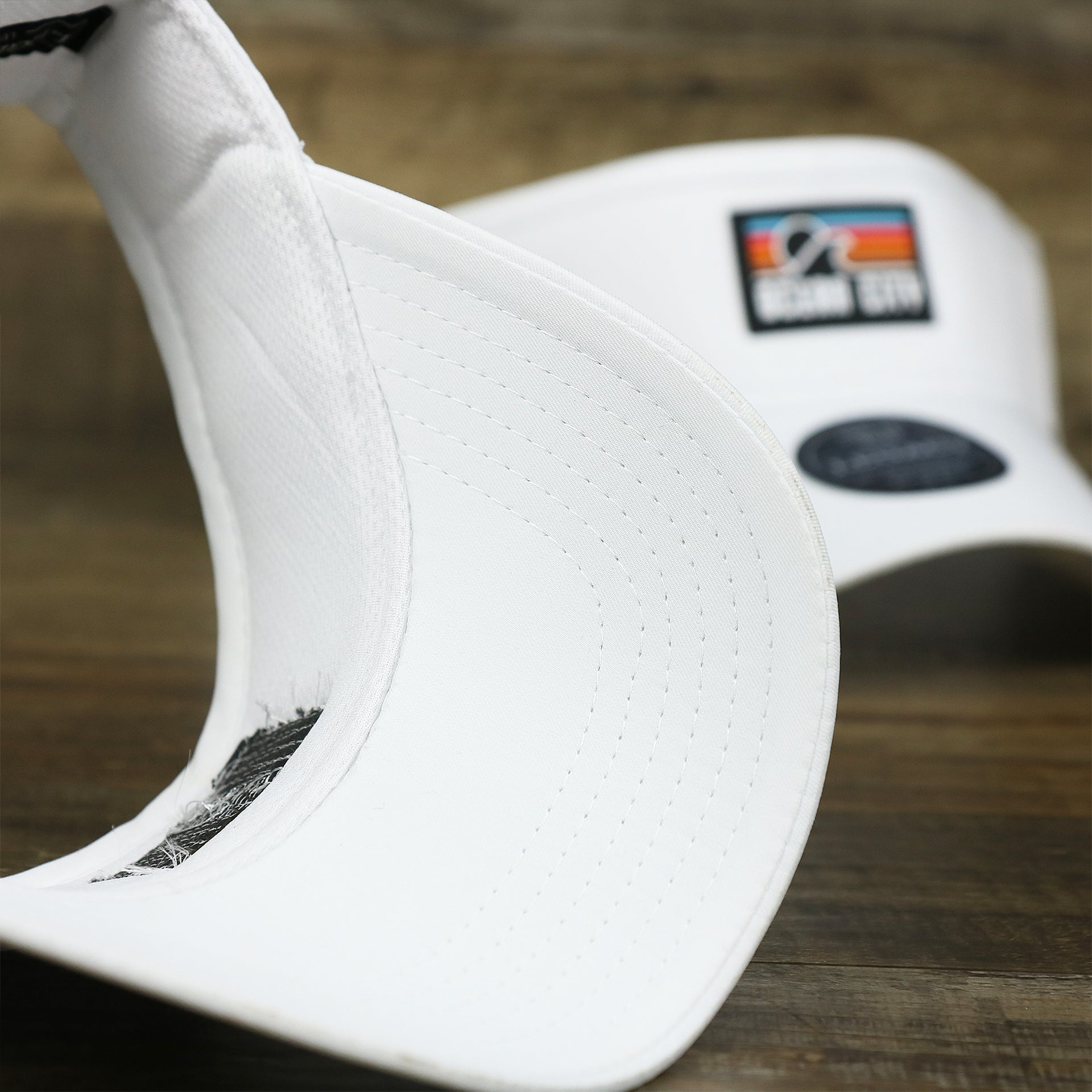 The undervisor on the New Jersey High Point PVC Ocean City Rubber Patch Cool Fit Adjustable Visor | White Visor