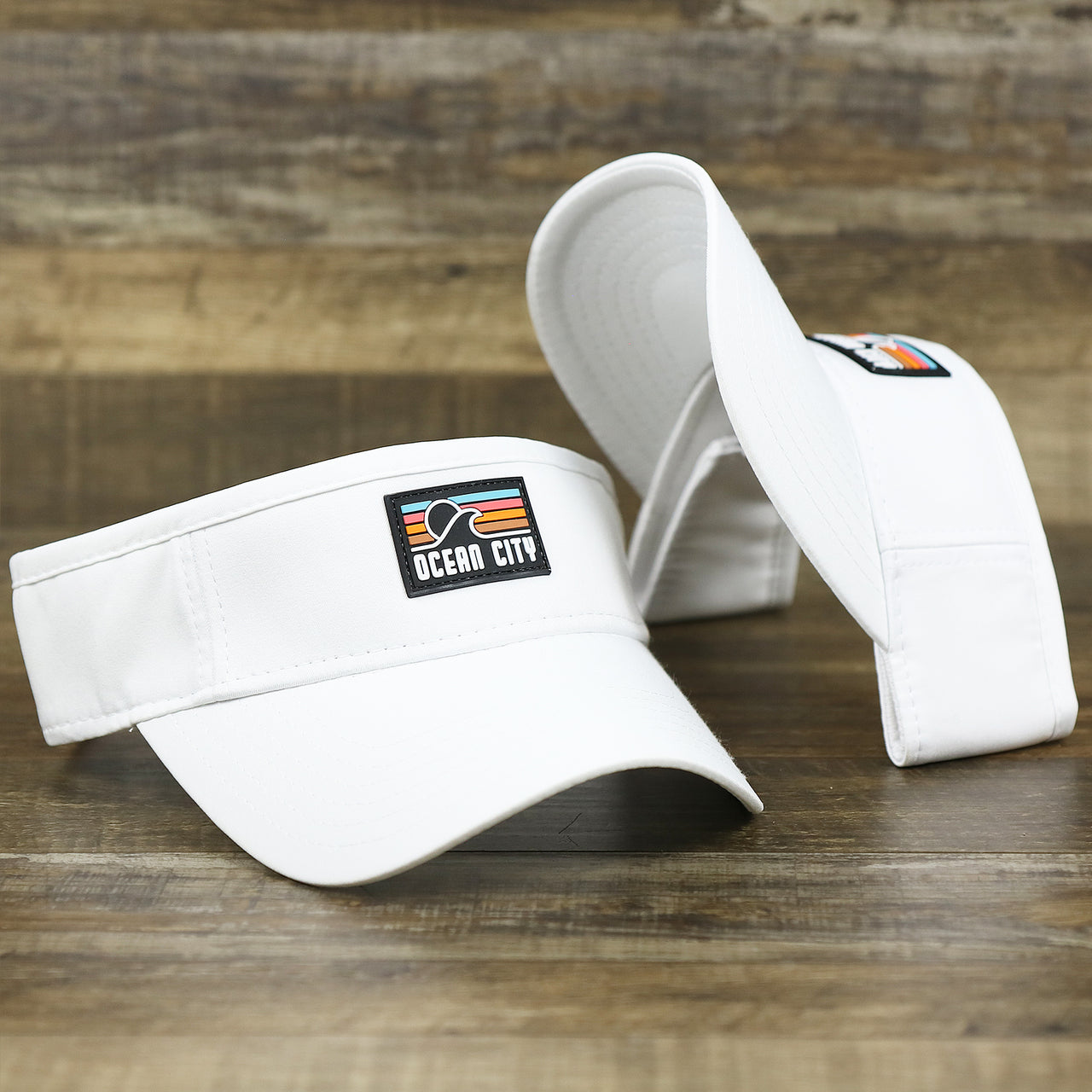 The New Jersey High Point PVC Ocean City Rubber Patch Cool Fit Adjustable Visor | White Visor
