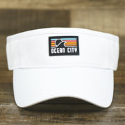 The front of the New Jersey High Point PVC Ocean City Rubber Patch Cool Fit Adjustable Visor | White Visor