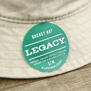 The Legacy Sticker on the Red OCNJ Double Wordmark Navy Blue Outline Bucket Hat | Khaki Bucket Hat