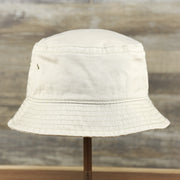 The backside of the Red OCNJ Double Wordmark Navy Blue Outline Bucket Hat | Khaki Bucket Hat