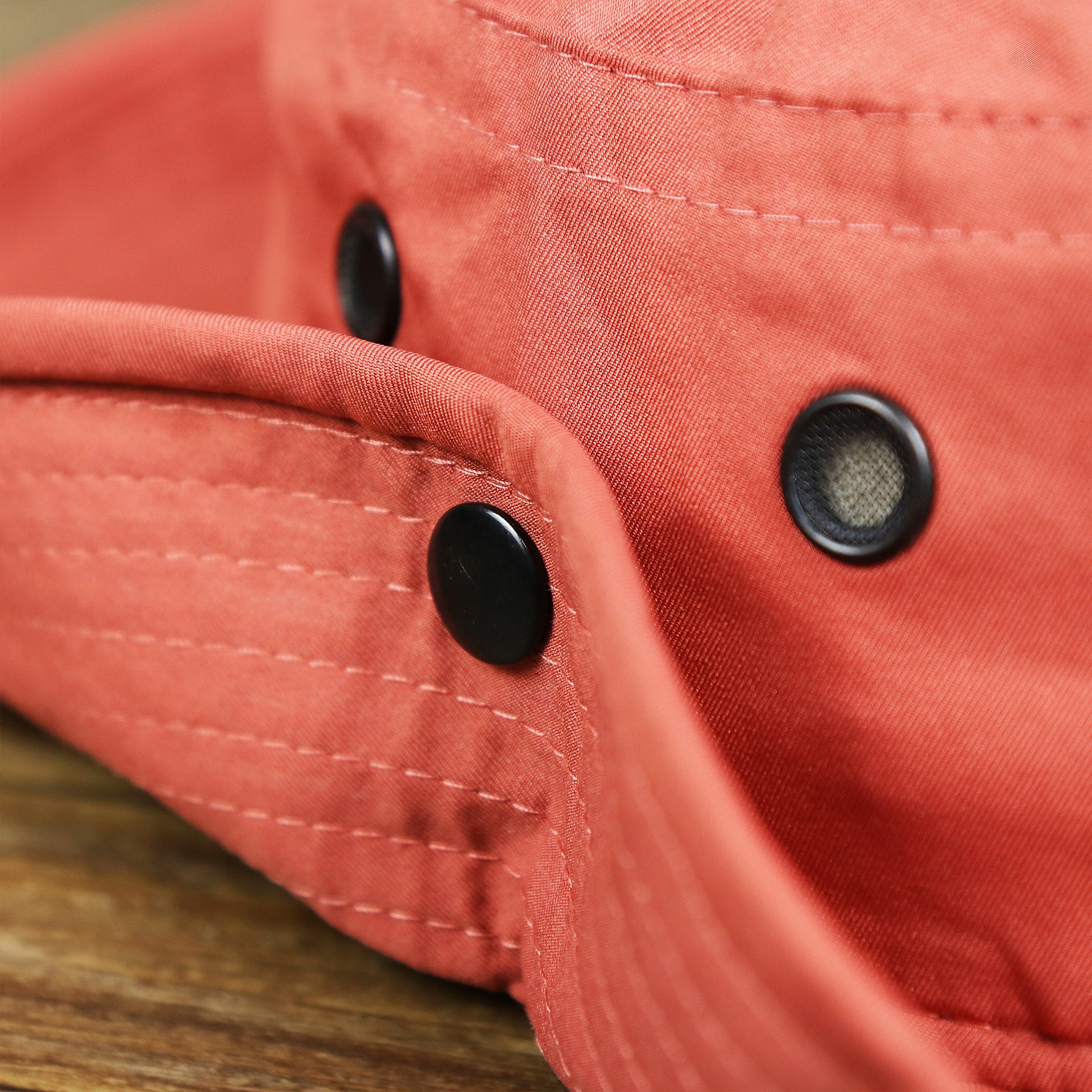 The sides of the New Jersey Ocean City Parallel Oars Cool Fit Boonie Hat | Nantucket Red Bucket Hat pinned up 