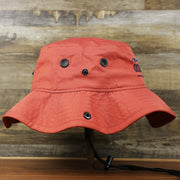 The wearer's right on the New Jersey Ocean City Parallel Oars Cool Fit Boonie Hat | Nantucket Red Bucket Hat
