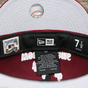The Tags on the Cooperstown Philadelphia Phillies Crown Champions Gray Bottom World Championship Wins Embroidered Fitted Cap | Maroon 59Fifty Cap