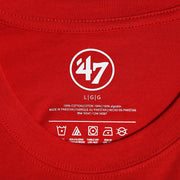 Close up of the 47 neck label on the Philadelphia Phillies Classic Current White Logo Imprint Super Rival Red T-Shirt
