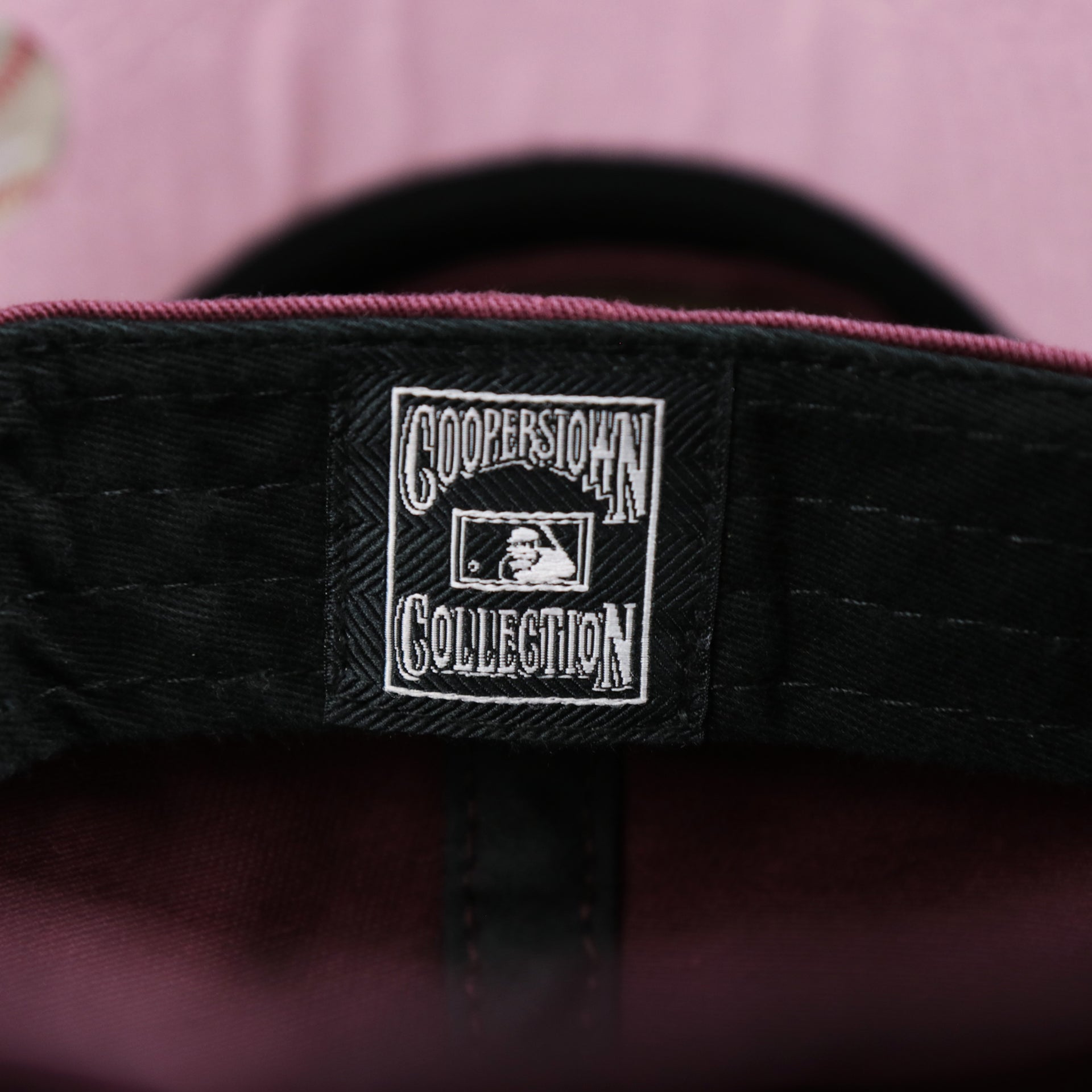 The Cooperstown Collection Tag on the Cooperstown Philadelphia Phillies Vintage 1910s Phillies Logo Dad Hat | Dark Maroon Dad Hat