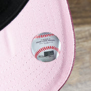 The MLB Baseball Sticker on the Cooperstown Philadelphia Phillies Vintage 1910s Phillies Logo Dad Hat | Dark Maroon Dad Hat