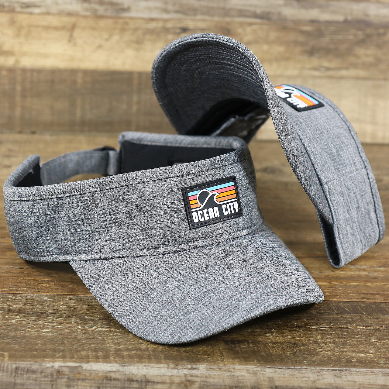The New Jersey High Point PVC Ocean City Rubber Patch Cool Fit Adjustable Visor | Graphite Gray Visor