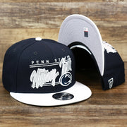 The Penn State Nittany Lions Team Script Gray Bottom 9Fifty Snapback | Navy Blue And White Snap Cap