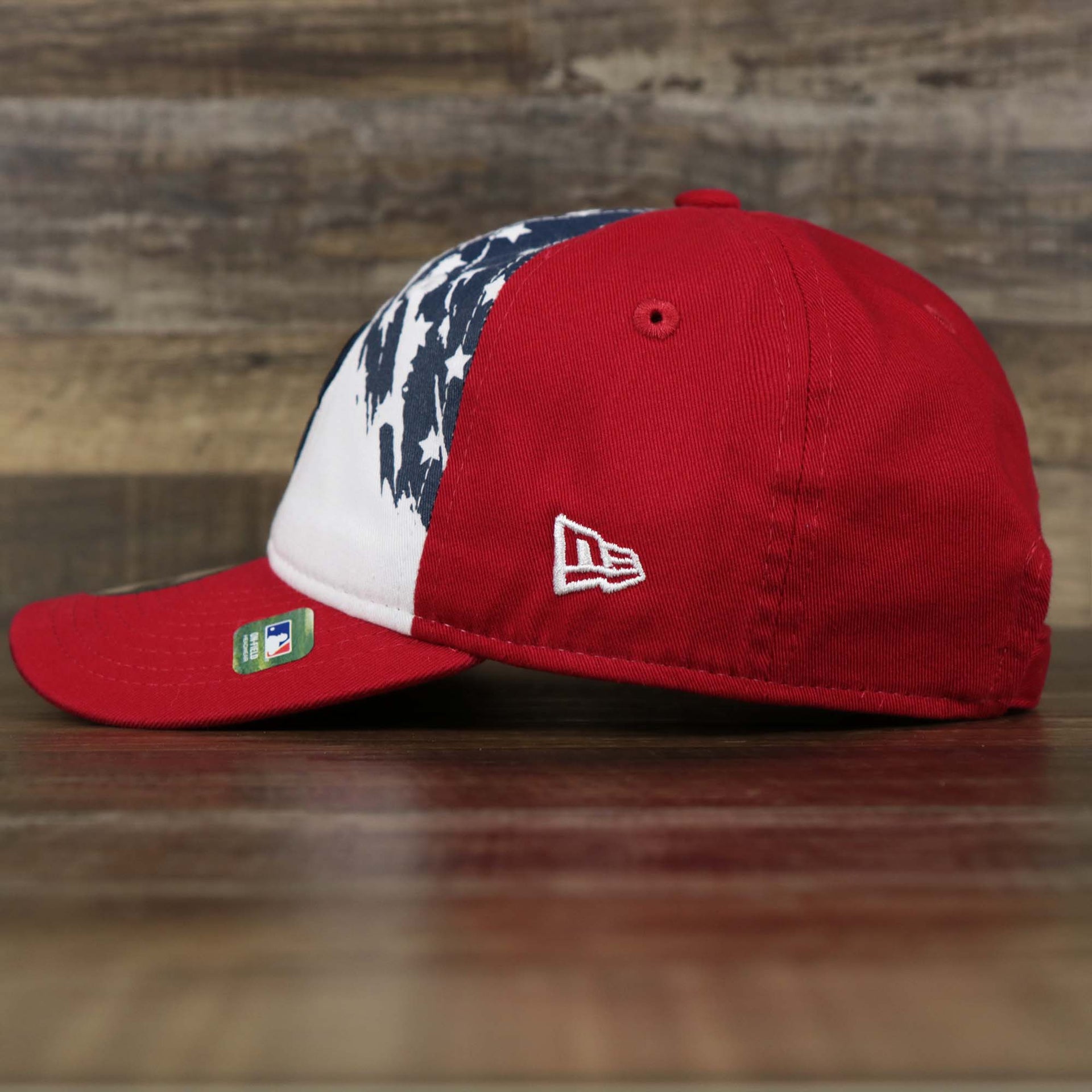 The wearer's left on the Youth Stars And Stripes Philadelphia Phillies 4th of July 9Twenty | New Era Red OSFM