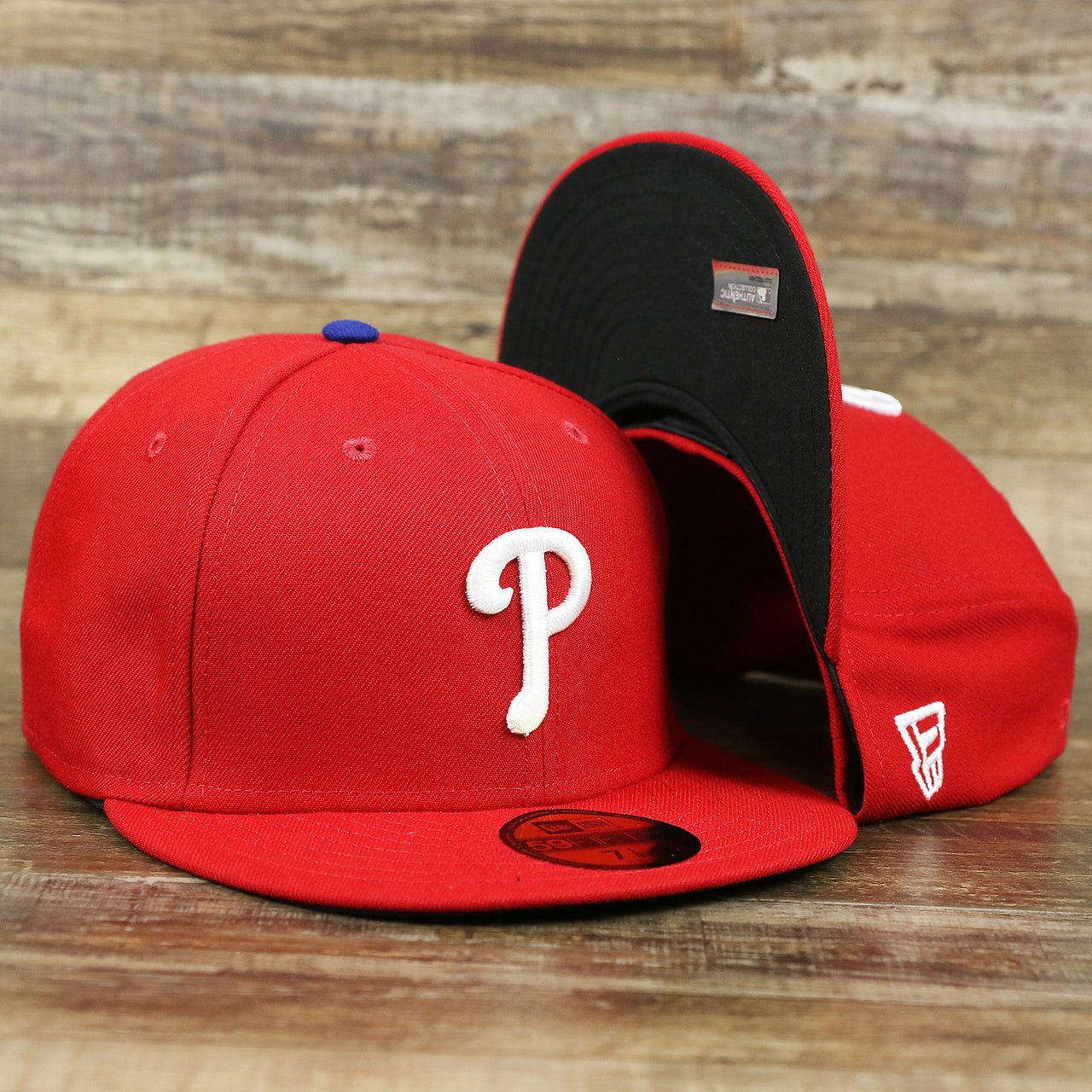 Philadelphia Phillies Classic On-Field Red Black Bottom 59Fifty Fitted Cap