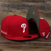 The Philadelphia Phillies Alpha Industries Side Patch Army Green Undervisor 59FIfty Fitted Cap With Hangtag | Red 59FIfty Cap