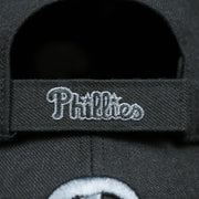 The Phillies Wordmark on the Philadelphia Phillies Gray Logo Gray Bottom Wool Dad Hat | Black Wool Dad Hat