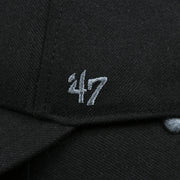 The 47 Brand Logo on the Philadelphia Phillies Gray Logo Gray Bottom Wool Dad Hat | Black Wool Dad Hat