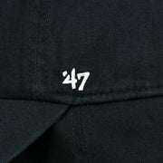 The 47 Brand Logo on the Cooperstown Philadelphia Phillies Vintage White Logo Dad Hat | Black Dad Hat