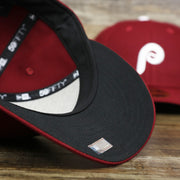 black under visor on the Philadelphia Phillies 2019 Logo Black Bottom | Maroon 59Fifty Fitted Cap