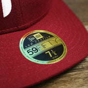 59fifty sticker on the Philadelphia Phillies 2019 Logo Black Bottom | Maroon 59Fifty Fitted Cap