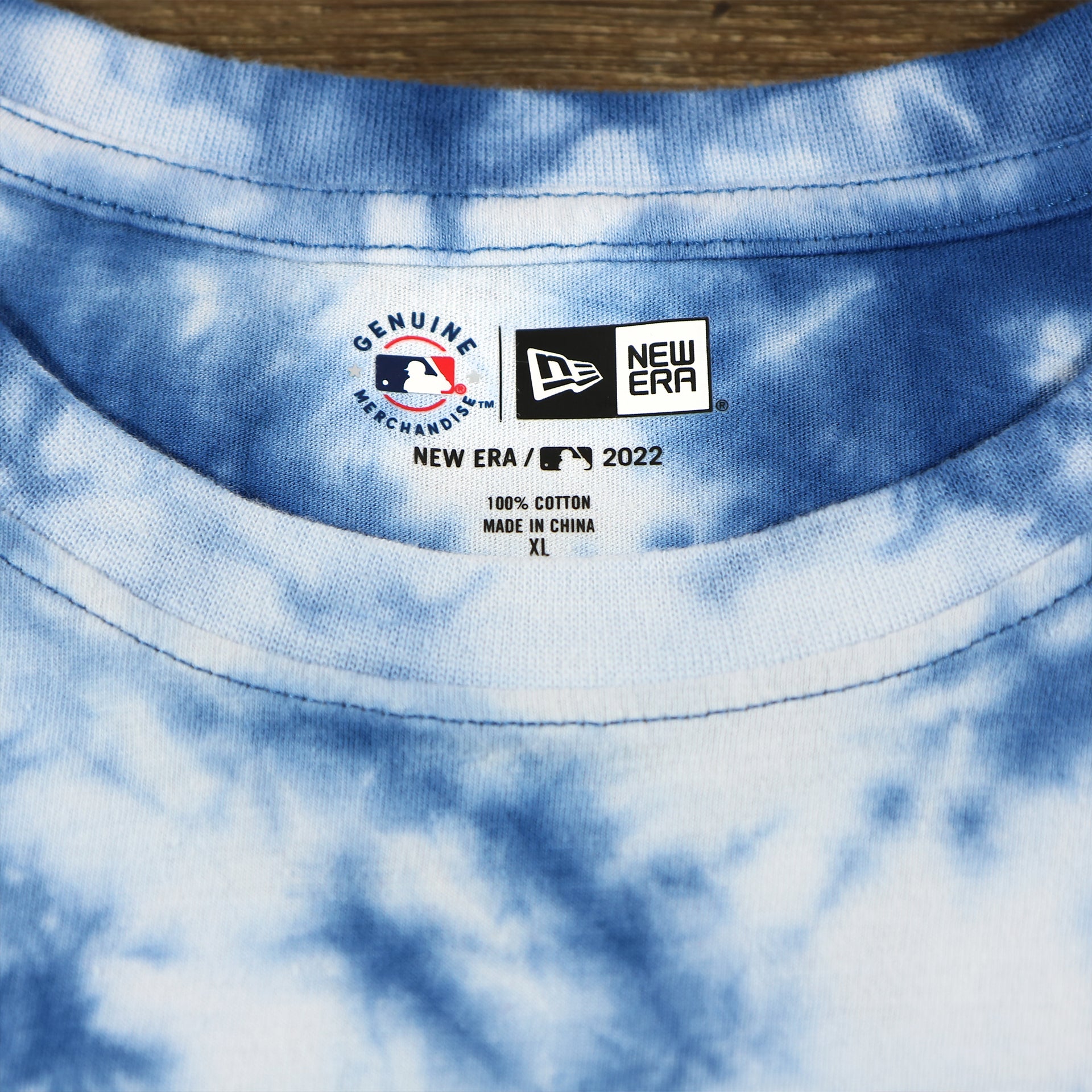 tag on the inside of the Philadelphia Phillies Current Phillies Wordmark Tie-Dye MLB T-Shirt | Columbia Blue Tie-Dye Tshirt