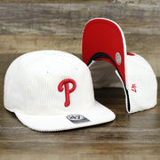 The Philadelphia Phillies Corduroy Snapback Hat | White Corduroy Snap Cap