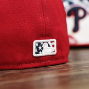 The MLB Batterman Stars and Stripes logo on the Stars And Stripes Philadelphia Phillies 4th of July 59Fifty | New Era Red OSFM