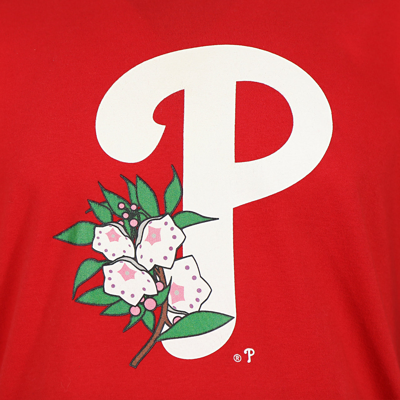 phillies state flower logo on the Philadelphia Phillies State Flower Shirt | New Era Red