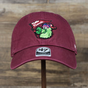 The front of the Philadelphia Phillies Mascot Phillie Phanatic Dad Hat | Cardinal Dad Hat