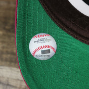 The MLB Baseball Sticker on the Cooperstown Philadelphia Phillies Felt Phillies Logo Snapback Hat | Cardinal Snapback Cap