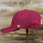 The wearer's left on the Cooperstown Philadelphia Phillies Felt Phillies Logo Snapback Hat | Cardinal Snapback Cap