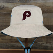 The front of the Cooperstown Philadelphia Phillies Vintage 80s Bucket Hat | 47 Brand, Natural