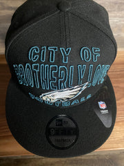 cit of brotherly love EAGLES  SNAP BACK HAT | 2020 DRAFT HAT | PHILLY EAGLES BLACK 9FIFTY SNAPBACK ALTERNATE DRAFT HAT