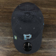 An overhead view on the Pittsburgh Pirates 2022 Father's Day On-Field 9Twenty Dad Hat | Gray