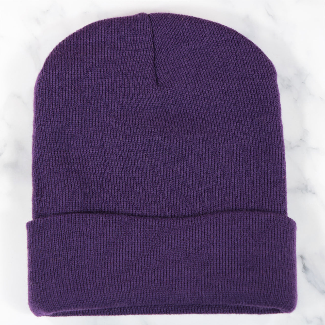 Purple Basic Raised Cuff Knit Winter Beanie