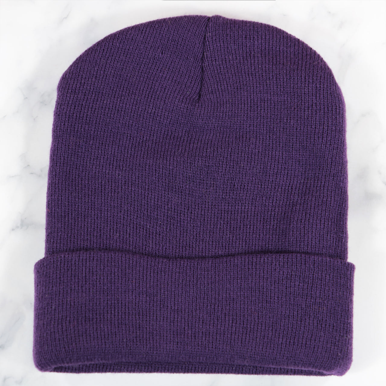 Purple Basic Raised Cuff Knit Winter Beanie