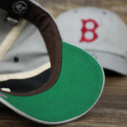 The undervisor on the Cooperstown Boston Red Sox 1930s Logo Green Bottom Dad Hat | Gray Dad Hat