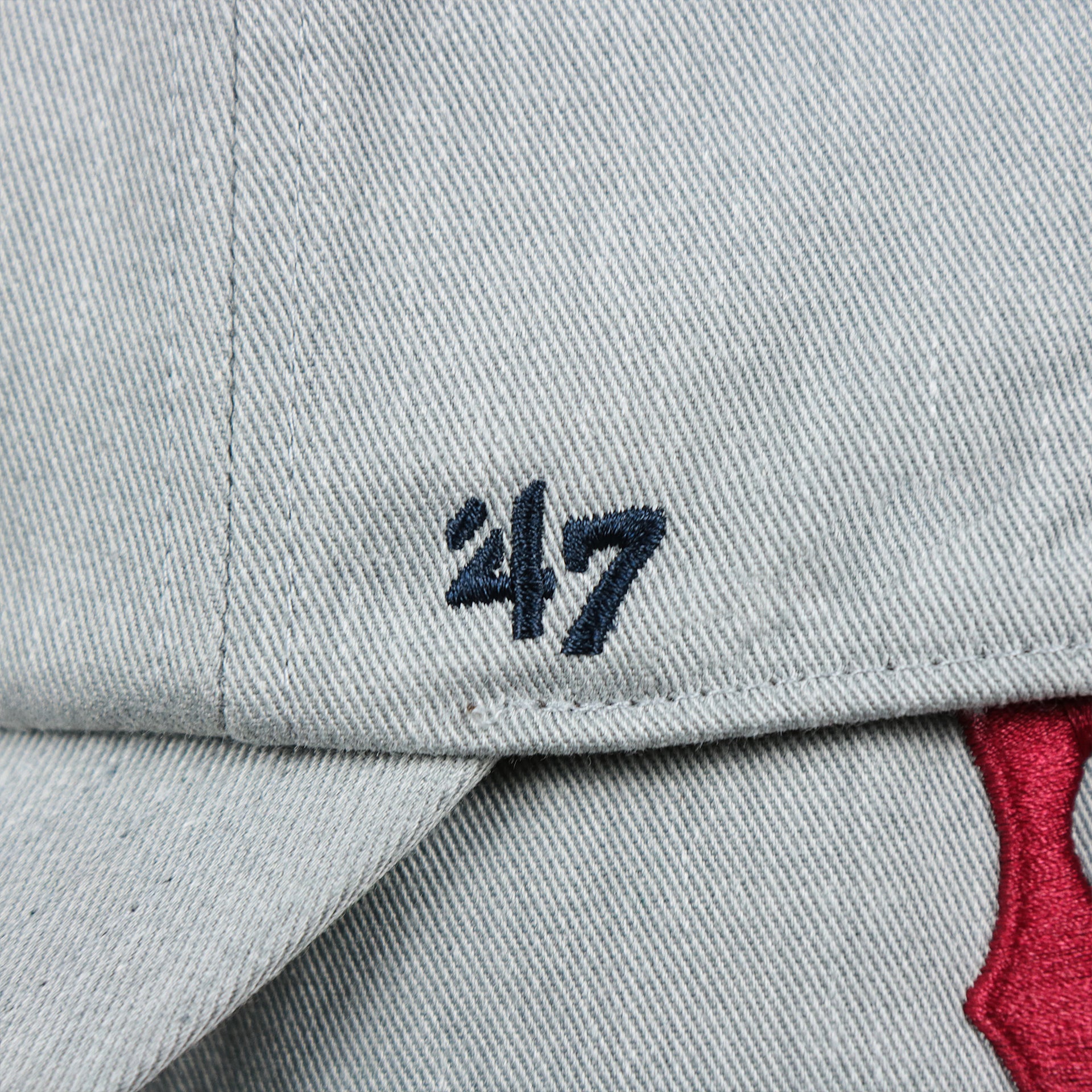 The 47 Brand Logo on the Cooperstown Boston Red Sox 1930s Logo Green Bottom Dad Hat | Gray Dad Hat