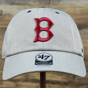 The front of the Cooperstown Boston Red Sox 1930s Logo Green Bottom Dad Hat | Gray Dad Hat