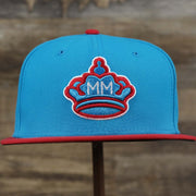 The front of the Miami Marlins MLB City Connect 2021 On-Field Side Patch 59Fifty Fitted | Blue