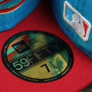 The 59Fifty Sticker on the Miami Marlins MLB City Connect 2021 On-Field Side Patch 59Fifty Fitted | Blue