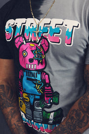 design shot on the Men's Streetwear Graphic T-Shirt Hype Beast Street Capitalist Streetwear Clothing | Black/Gray
