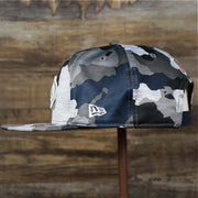 The Wearer's Left on the Seattle Seahawks NFL OnField Summer Training 2022 Camo 9Fifty Snapback | Navy Blue Camo 9Fifty