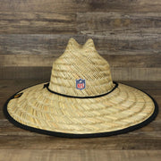 The backside of the Pittsburgh Steelers On Field 2020/2021 Summer Training Straw Hat | New Era OSFM